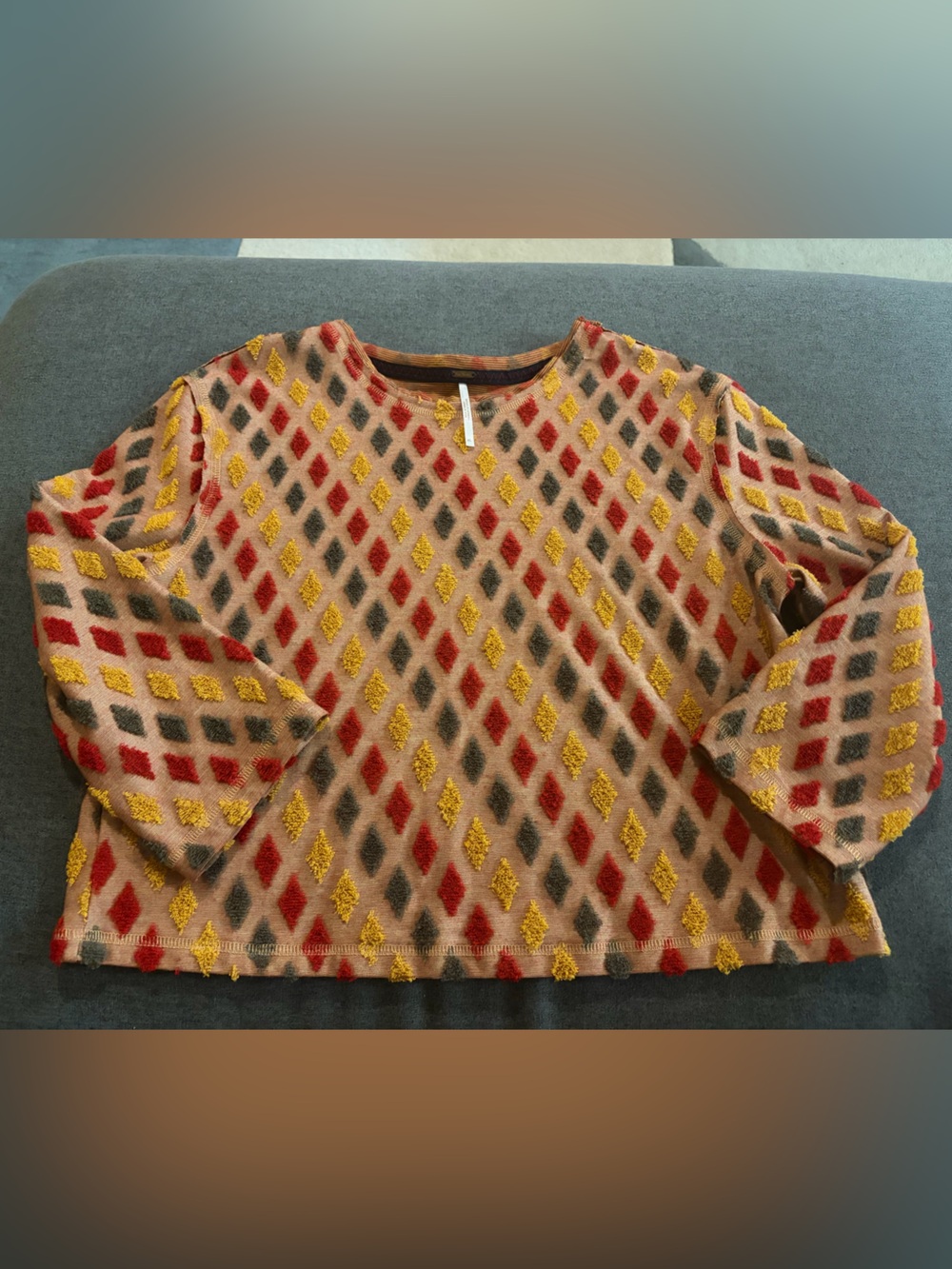 Free People Diamond Pattern Long Sleeve Top